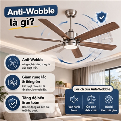 Công nghệ chống rung Anti-Wobble trên quạt trần cao cấp